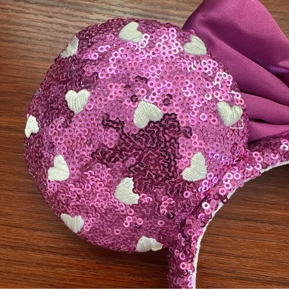 Disney Parks Purple with White Hearts Valentines 2022 Minnie Ears Headband - Picture 7 of 10